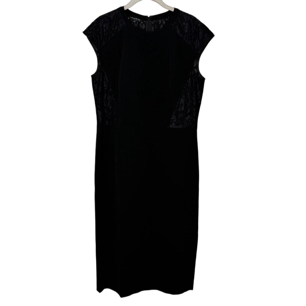 Lafayette 148 New York Sleeveless Wool Lace Sheath Black Dress Size 8